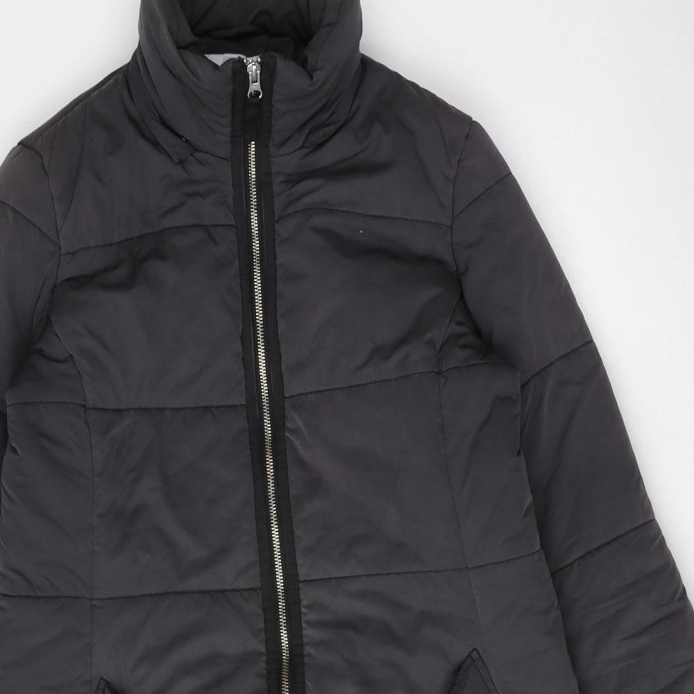 John Lewis Womens Grey Puffer Jacket Coat Size 10 Zip