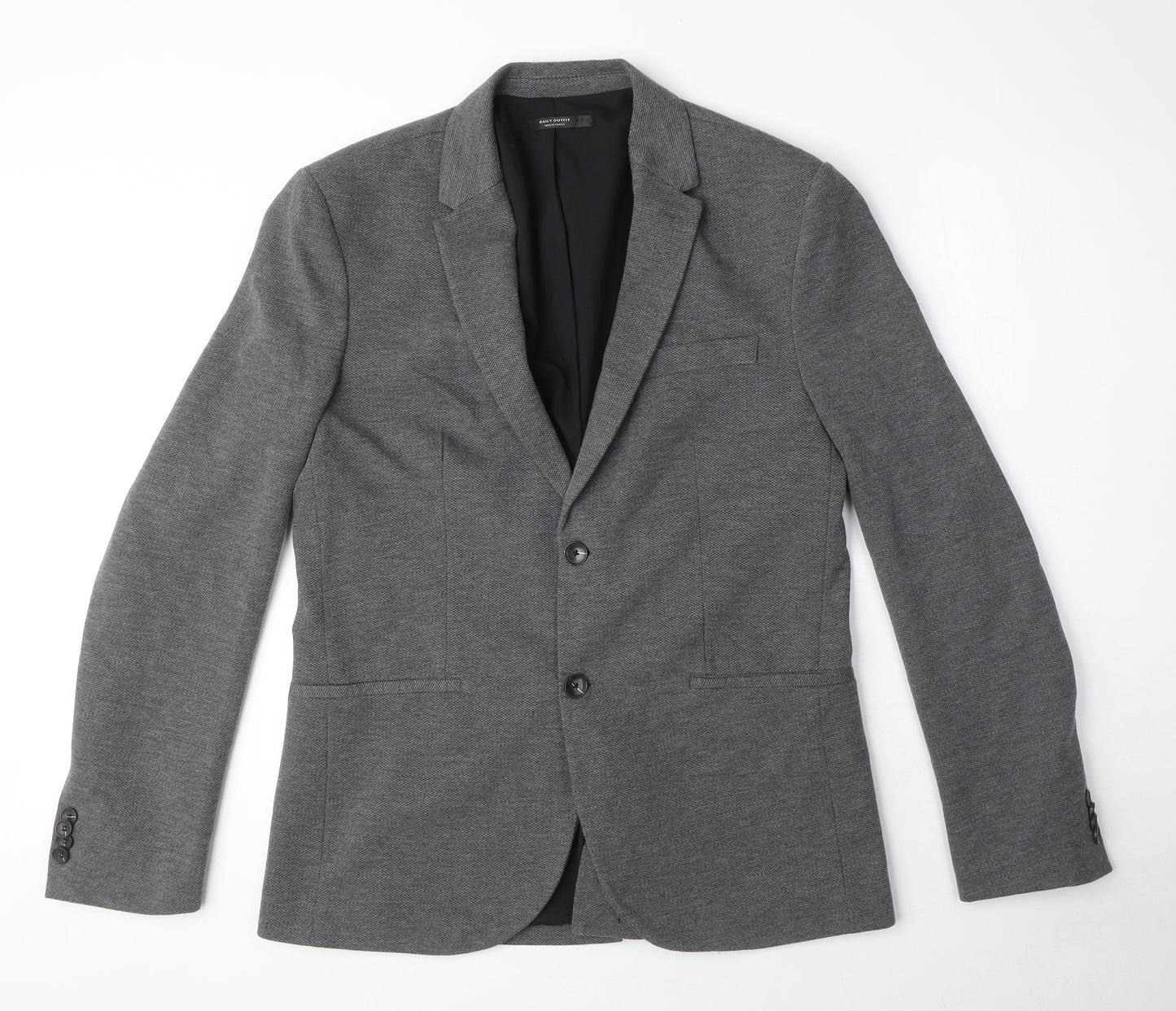Zara Mens Grey Polyester Jacket Blazer Size L Regular