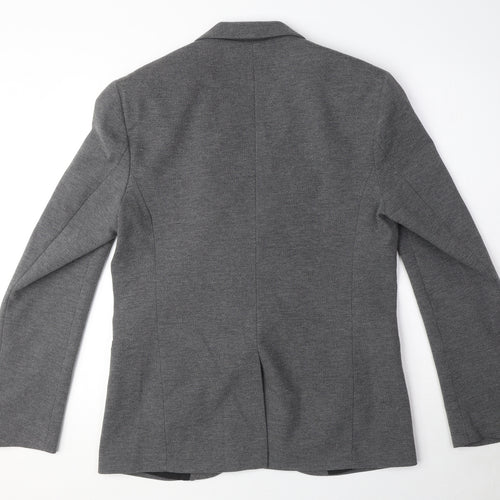 Zara Mens Grey Polyester Jacket Blazer Size L Regular