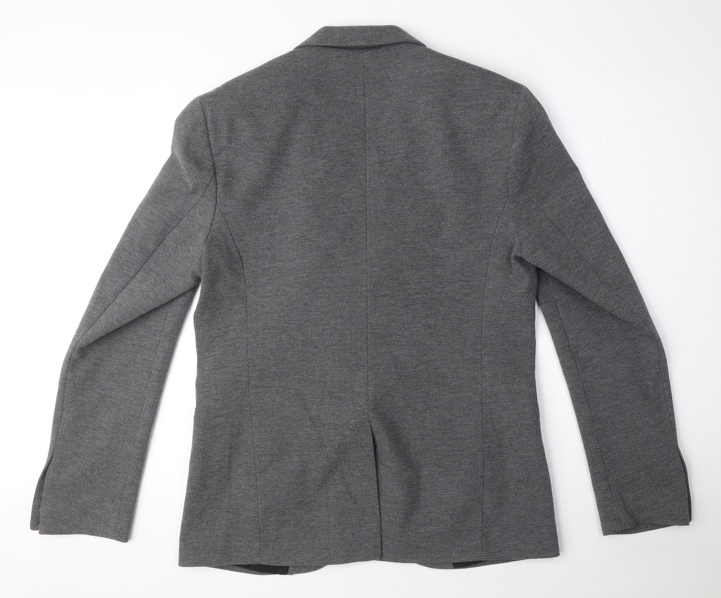 Zara Mens Grey Polyester Jacket Blazer Size L Regular