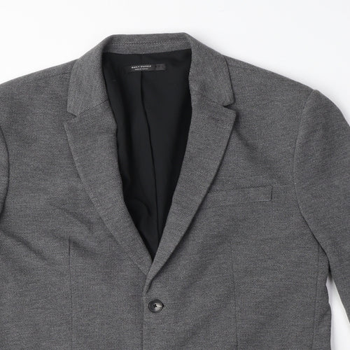 Zara Mens Grey Polyester Jacket Blazer Size L Regular