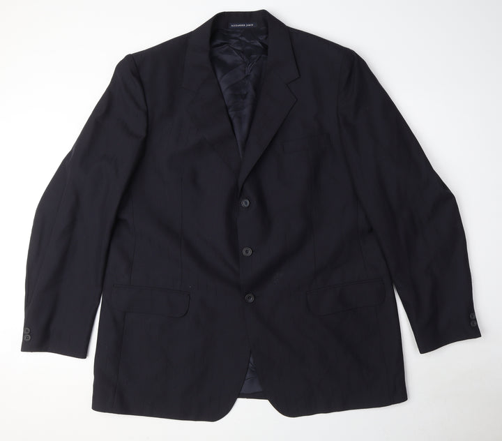 Alexander James Mens Black Polyester Jacket Suit Jacket Size 44 Regular
