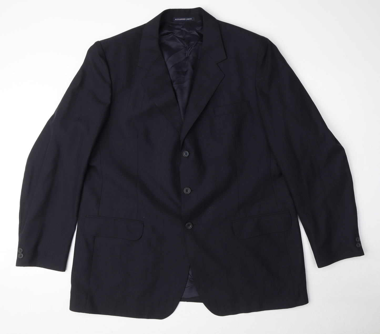 Alexander James Mens Black Polyester Jacket Suit Jacket Size 44 Regular