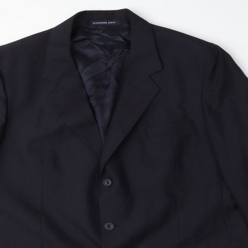 Alexander James Mens Black Polyester Jacket Suit Jacket Size 44 Regular