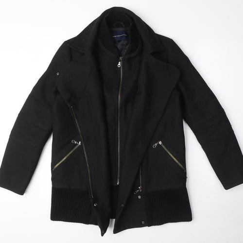 French Connection Womens Black Biker Coat Size 6 Zip
