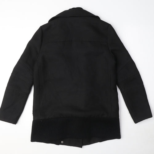 French Connection Womens Black Biker Coat Size 6 Zip