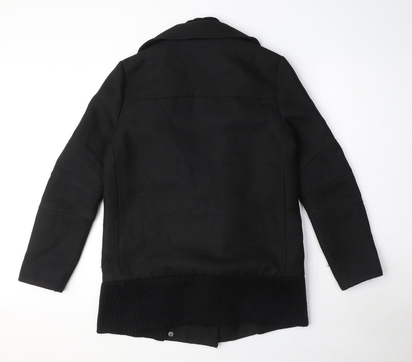 French Connection Womens Black Biker Coat Size 6 Zip