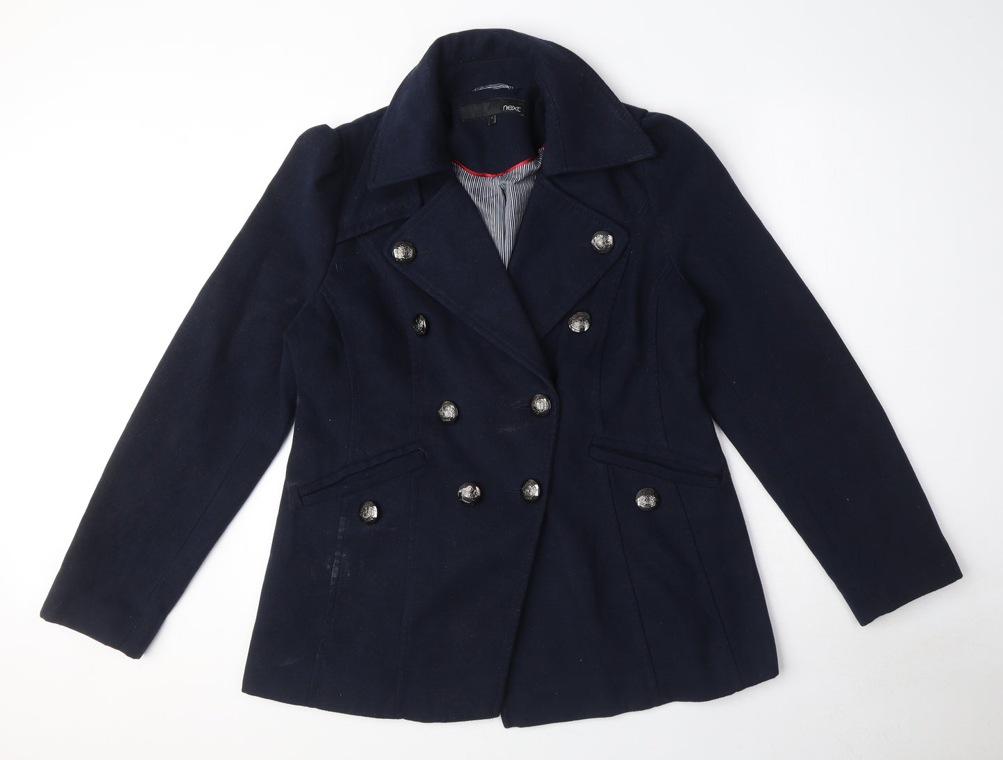 NEXT Womens Blue Pea Coat Coat Size 14 Button