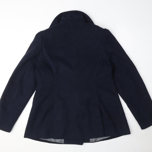 NEXT Womens Blue Pea Coat Coat Size 14 Button