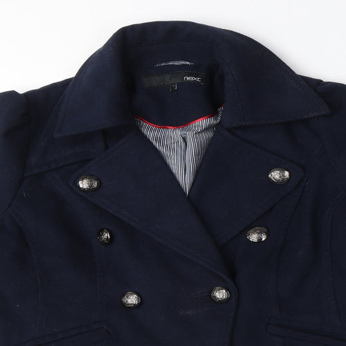 NEXT Womens Blue Pea Coat Coat Size 14 Button
