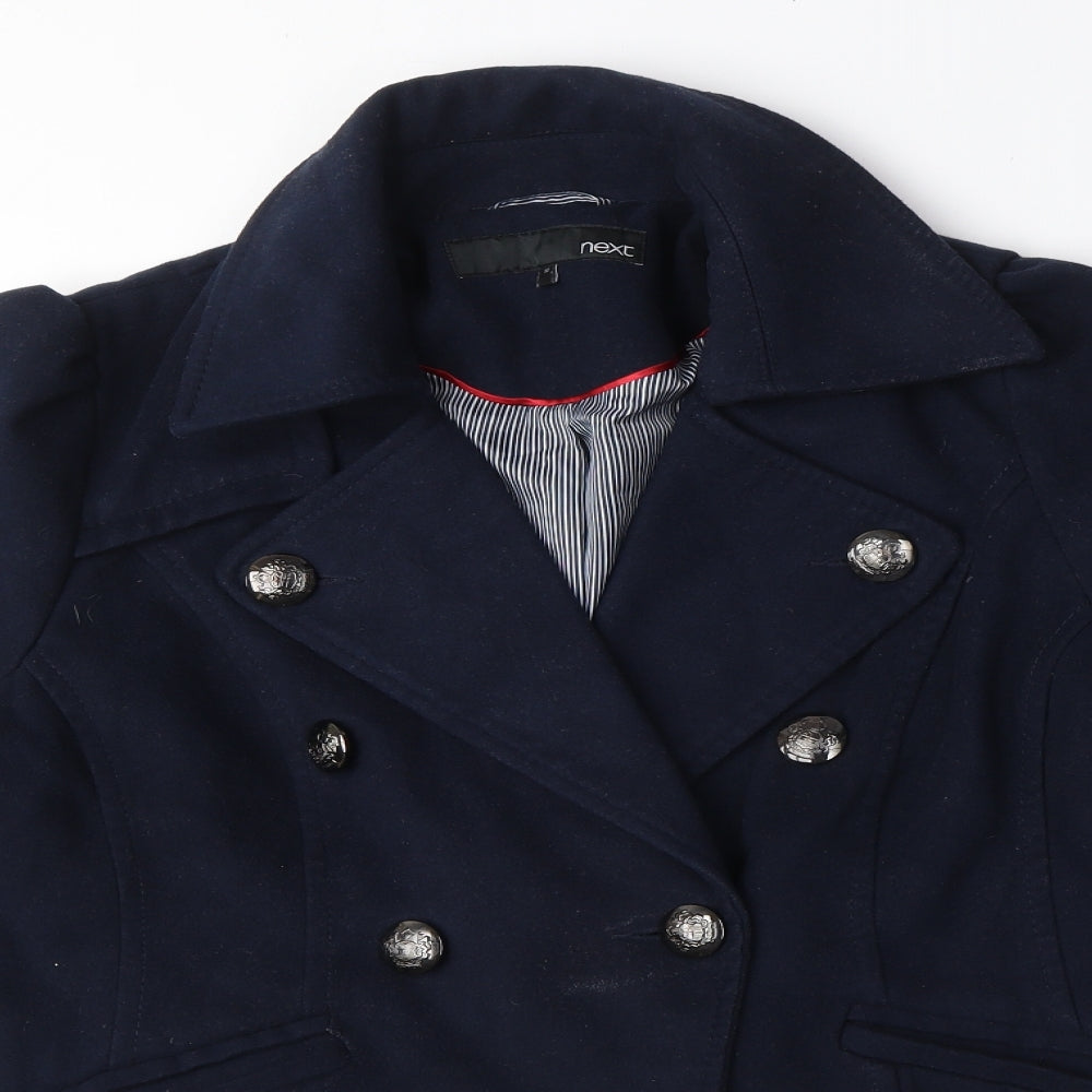 NEXT Womens Blue Pea Coat Coat Size 14 Button