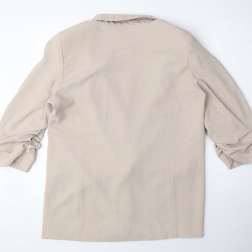 River Island Womens Beige Jacket Blazer Size 14 - Ruched Sleeves