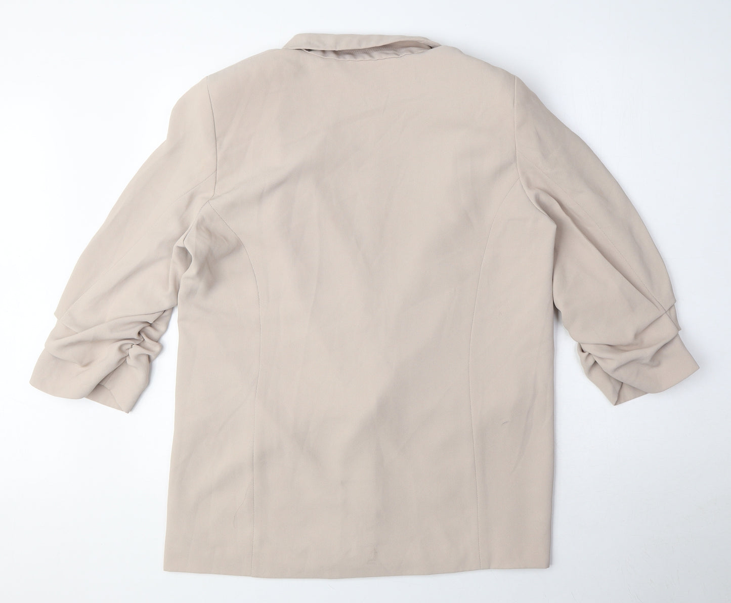 River Island Womens Beige Jacket Blazer Size 14 - Ruched Sleeves
