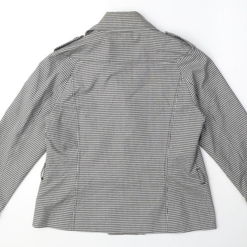 Marks and Spencer Womens White Geometric Trench Coat Jacket Size 12 Button - Gingham pattern