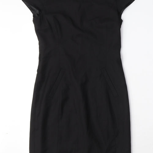G2OOO Womens Black Polyester A-Line Size 6 Round Neck Zip