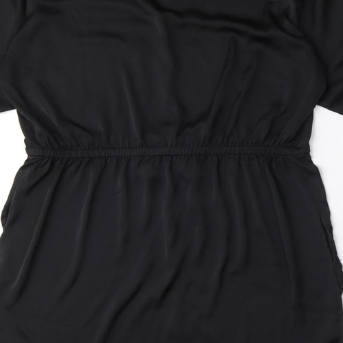 Zara Womens Black Polyester Shirt Dress Size S Collared Button - Drawstring