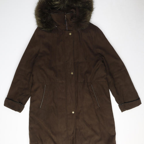 Style Womens Brown Parka Coat Size 10 Zip - Fur Hood