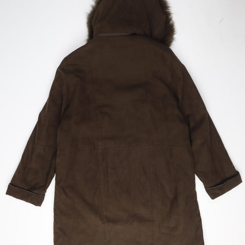 Style Womens Brown Parka Coat Size 10 Zip - Fur Hood