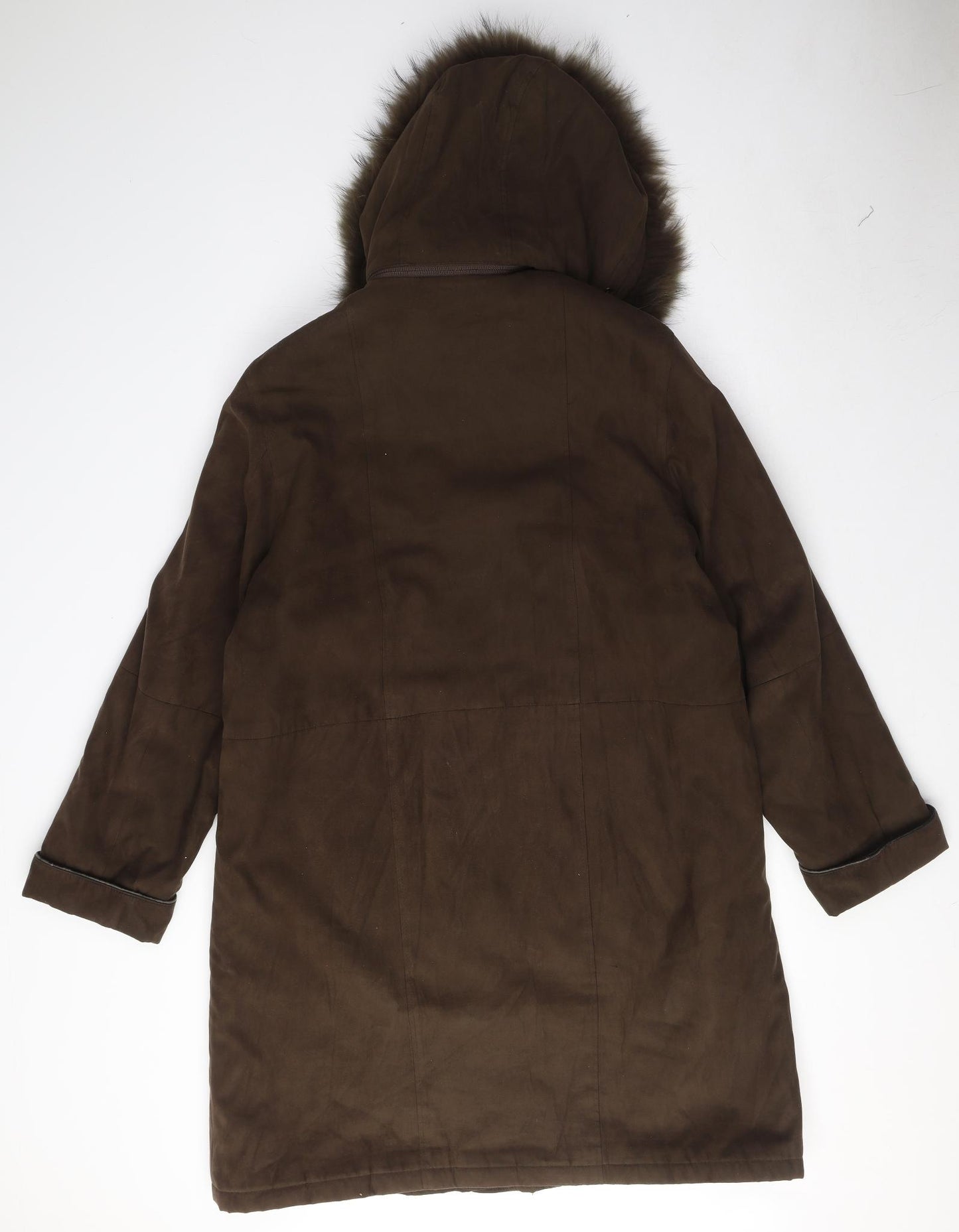 Style Womens Brown Parka Coat Size 10 Zip - Fur Hood