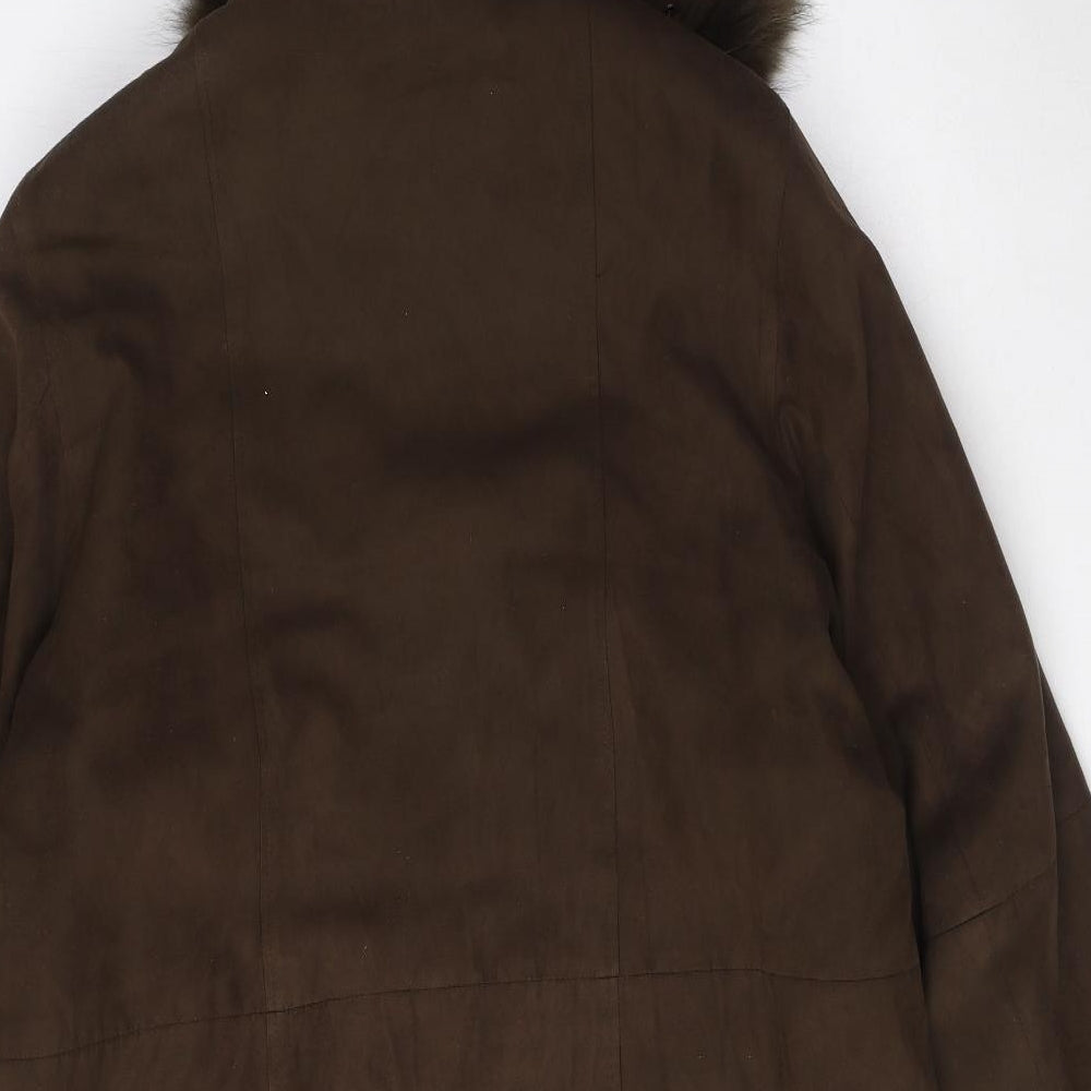 Style Womens Brown Parka Coat Size 10 Zip - Fur Hood