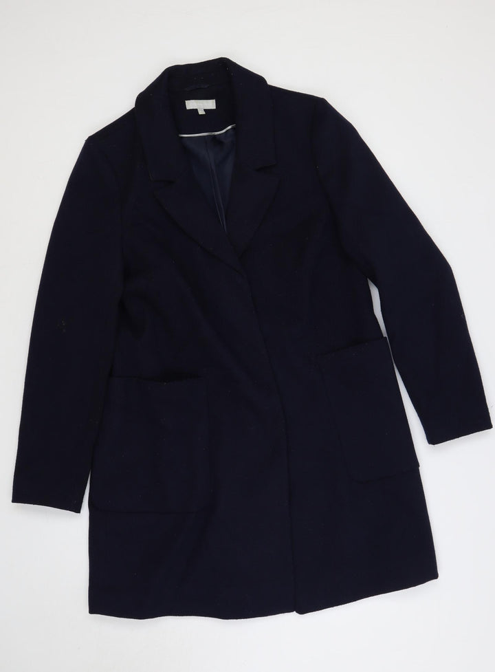 Red Herring Womens Blue Overcoat Coat Size 14 Snap