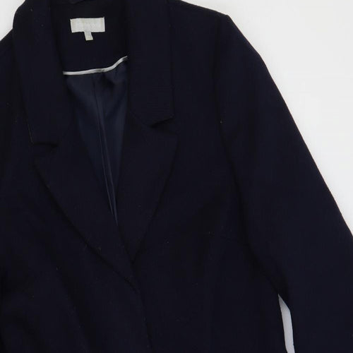 Red Herring Womens Blue Overcoat Coat Size 14 Snap