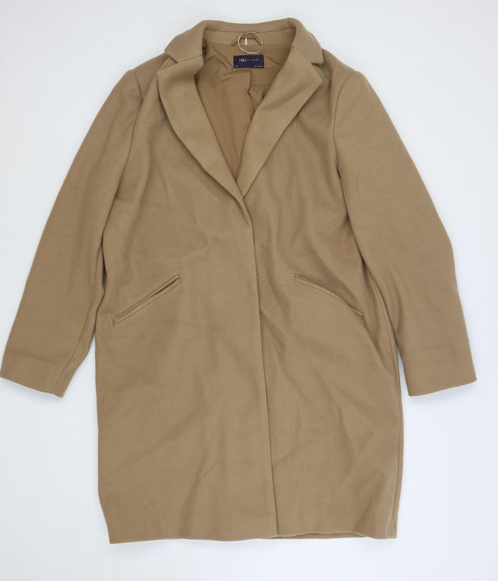Marks and Spencer Womens Beige Overcoat Coat Size 18 Snap