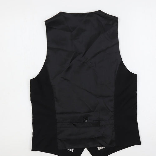 H&M Mens Black Polyester Jacket Suit Waistcoat Size 38 Regular