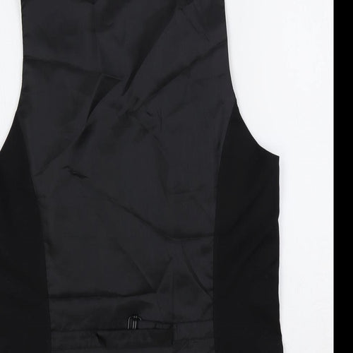 H&M Mens Black Polyester Jacket Suit Waistcoat Size 38 Regular