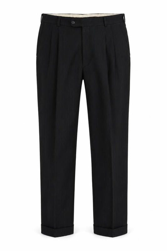 Front view of Horne Brothers men’s grey polyester dress pants trousers, size 34, in, 31-inch leg regular button