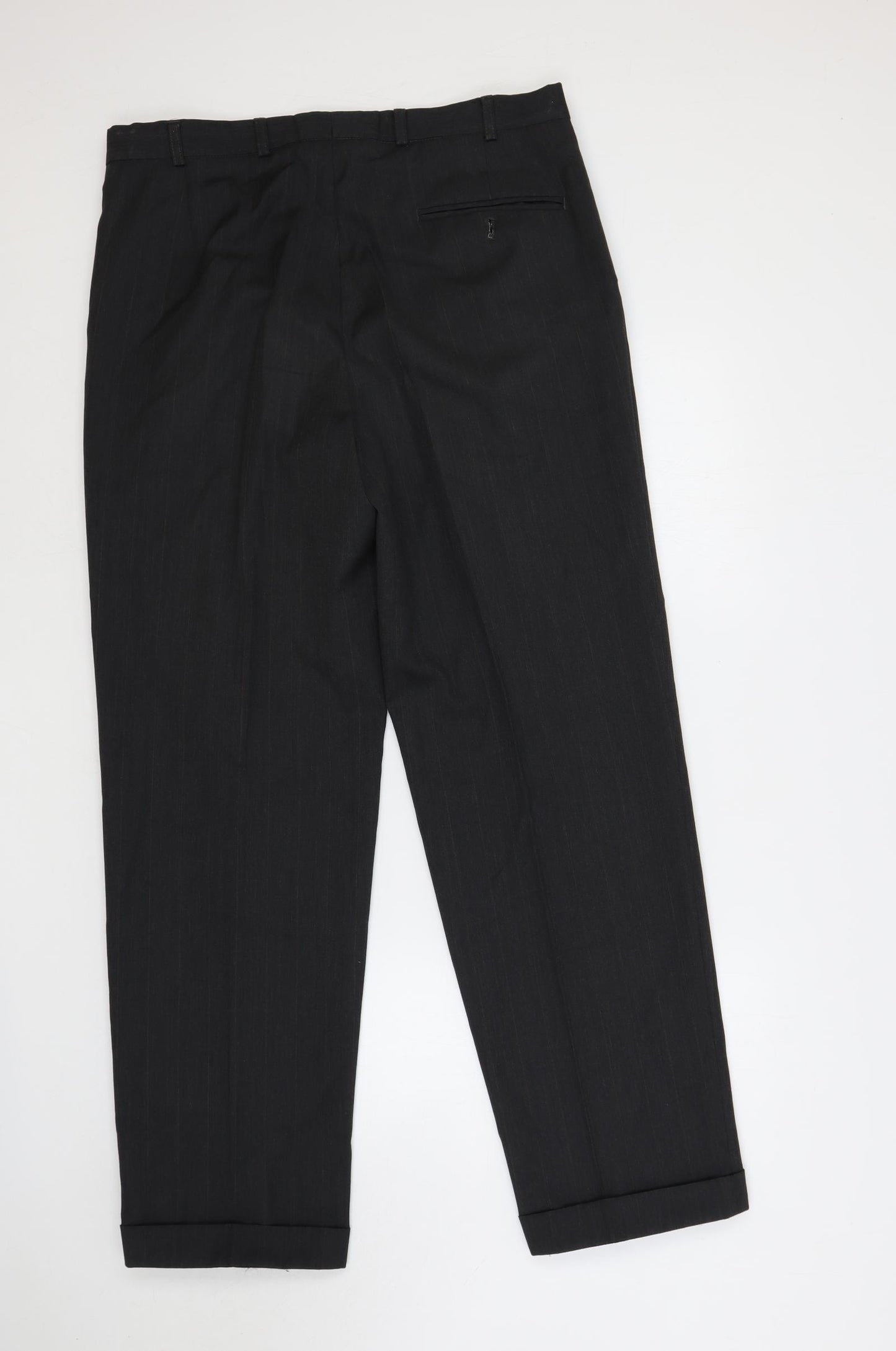 Horne Brothers Mens Grey Polyester Dress Pants Trousers Size 34 in L31 in Regular Button