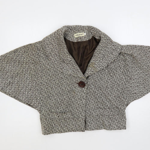 Jaune Rouge Womens Brown Geometric Jacket Size S Button