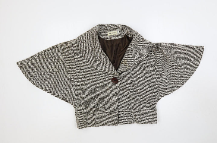 Jaune Rouge Womens Brown Geometric Jacket Size S Button