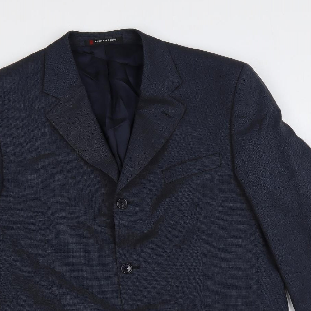 Ciro Citterio Mens Blue Polyester Jacket Suit Jacket Size 42 Regular