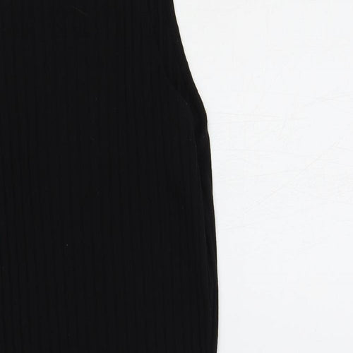 New Look Girls Black Polyester Tank Dress Size 12-13 Years Square Neck Pullover - Ribbed