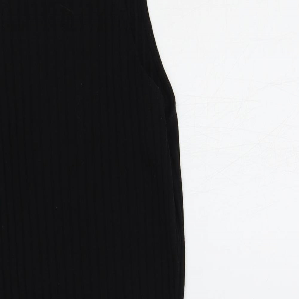 New Look Girls Black Polyester Tank Dress Size 12-13 Years Square Neck Pullover - Ribbed