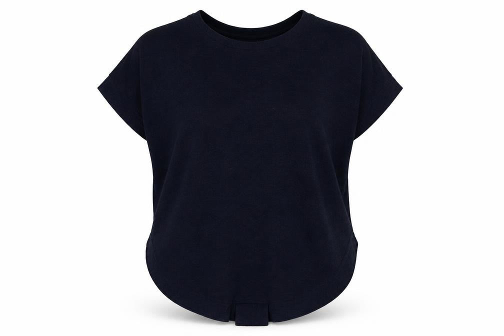 Front view of River Island women’s blue round neck polyester jumper, size UK 10, - oversized