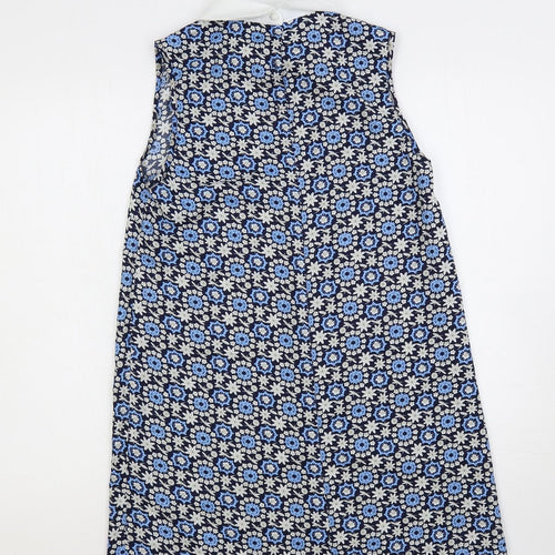 Hearts & Bows Womens Blue Floral Polyester Shift Size 8 Collared Button