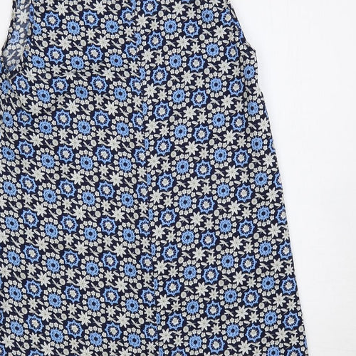 Hearts & Bows Womens Blue Floral Polyester Shift Size 8 Collared Button