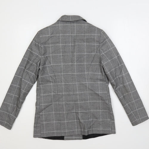 Linea Womens Grey Plaid Jacket Blazer Size 10 Button