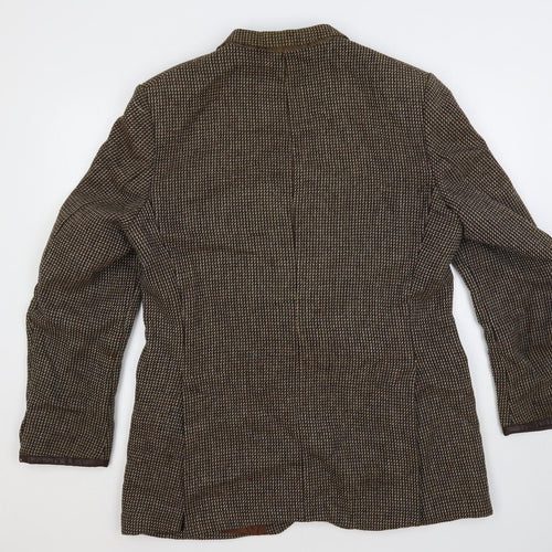 St Michael Mens Brown Geometric Jacket Blazer Size 44 Button - Vintage