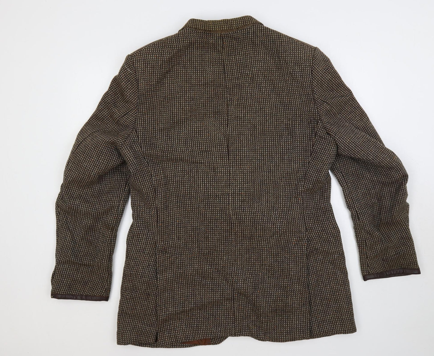 St Michael Mens Brown Geometric Jacket Blazer Size 44 Button - Vintage