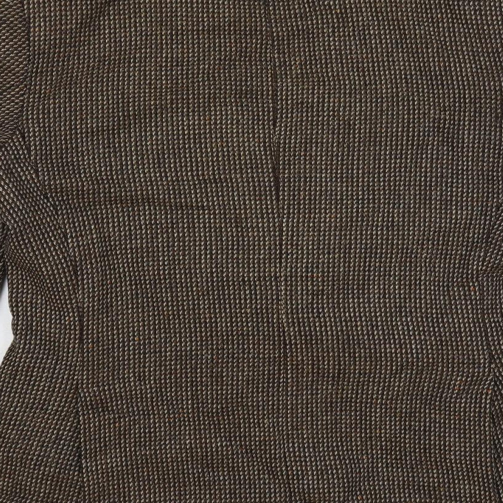 St Michael Mens Brown Geometric Jacket Blazer Size 44 Button - Vintage