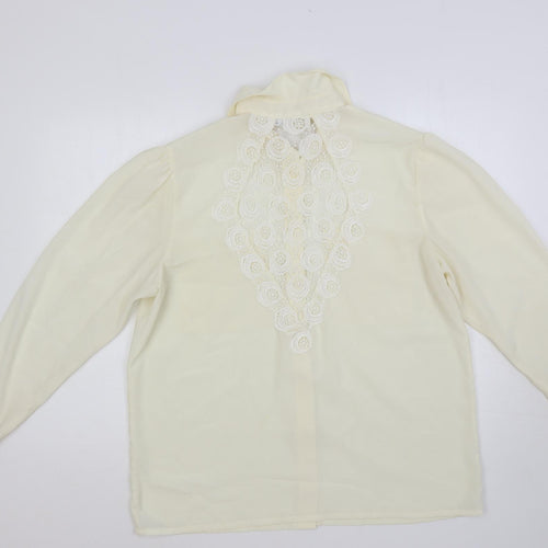Apart Womens Ivory Polyester Basic Button-Up Size 14 Collared - Crocheted Lace Detail