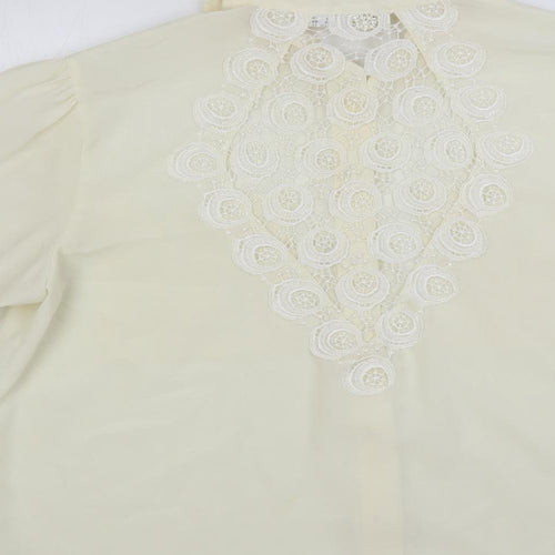 Apart Womens Ivory Polyester Basic Button-Up Size 14 Collared - Crocheted Lace Detail