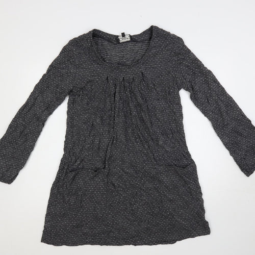 Caprigrey Womens Grey Polka Dot Viscose Shift Size 14 Boat Neck Pullover - Pockets