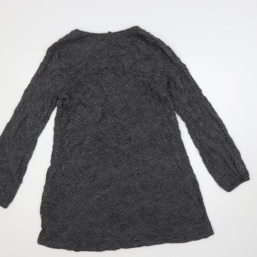Caprigrey Womens Grey Polka Dot Viscose Shift Size 14 Boat Neck Pullover - Pockets