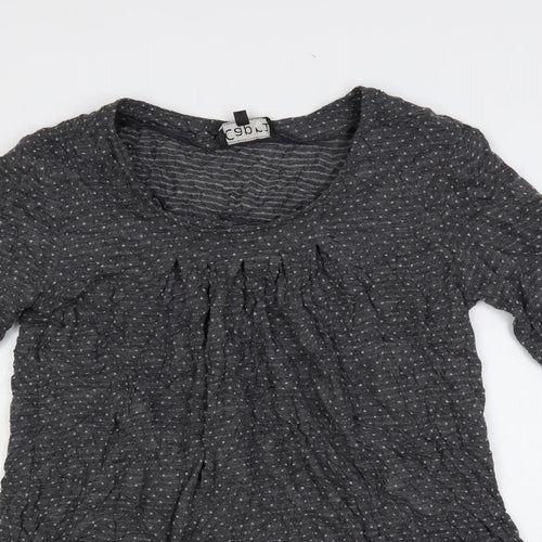 Caprigrey Womens Grey Polka Dot Viscose Shift Size 14 Boat Neck Pullover - Pockets