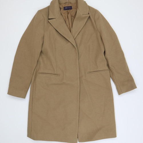 Marks and Spencer Womens Beige Overcoat Coat Size 14 Snap