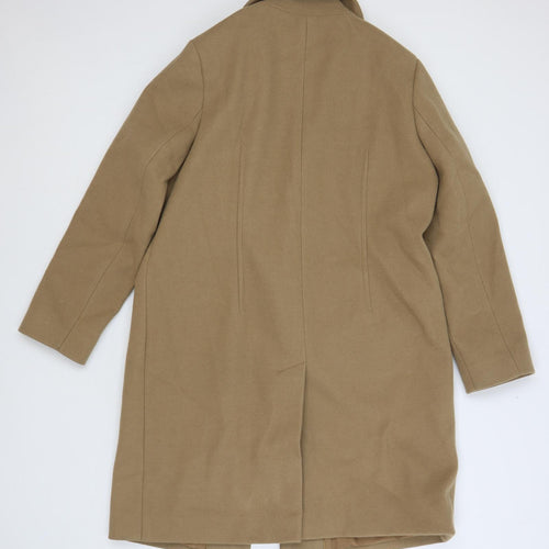 Marks and Spencer Womens Beige Overcoat Coat Size 14 Snap